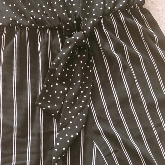 Luxology Jumpsuit Tie-Front Stripe & Polka Dot Print Plus Size 14 NWT - Picture 10 of 13